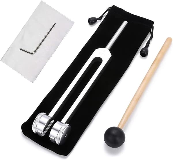 Stemmegaffel 128 Hz, stemmegaffel i aluminiumslegering med silikonehammer og taske, hammers lydterapiinstrument sæt til meditation og terapi