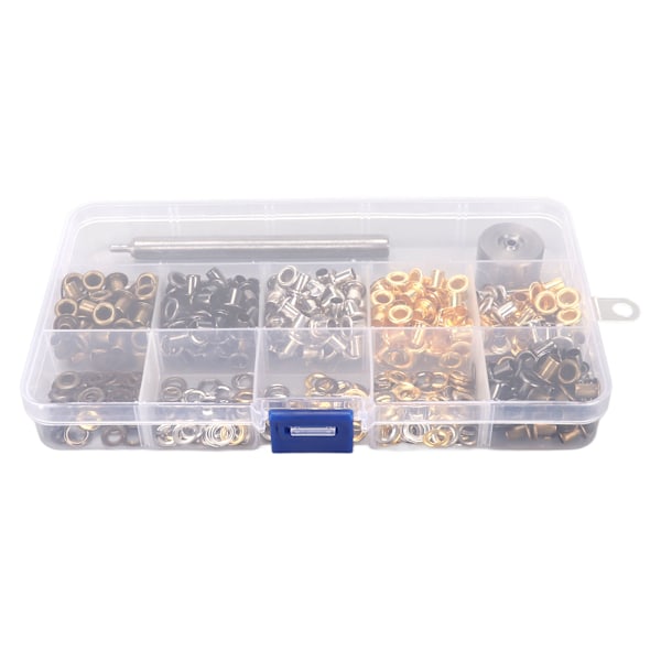 Metallisk öljett-kit för reparation med 280 set 4 mm öljett-öljetter i 4 färger och 3-delad installationsverktygssats