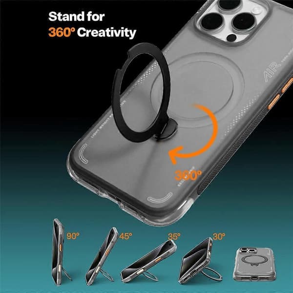 iPhone 16 Pro Max magnetisk deksel - TORRAS Ostand Q3 Air Series, stativ TPU+PC bakside Black