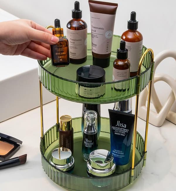 360 Graders Make-up Organizer til Toilettet, 2-lags Stor Kapacitet green