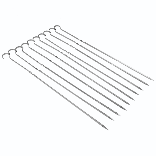 10-pakning flate grillspyd i rustfritt stål for BBQ - Perfekt for kabob og kebabgrilling