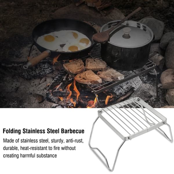 Udendørs Foldbar Bærbar Grillrist i Rustfrit Stål Kulgrill til BBQ Picnic