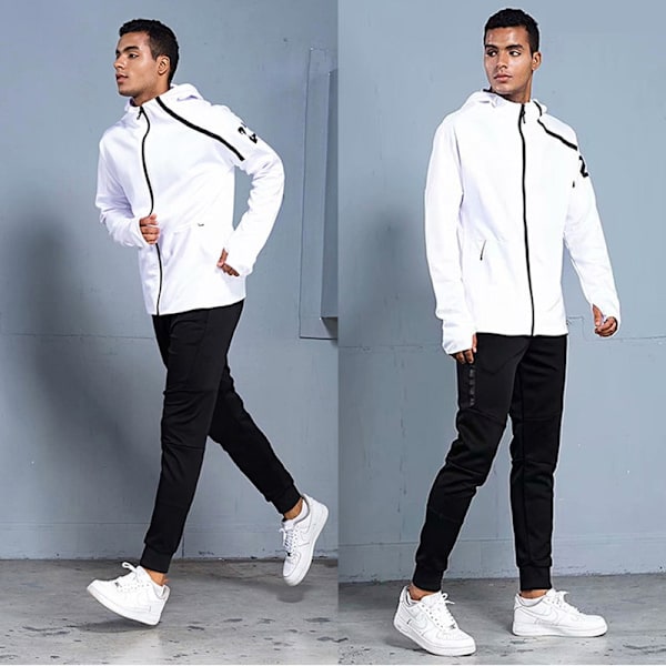 Sportkläder set för män Fotbollströja Fotboll Träningskläder Löphuvtröjor herr Långärmad träningsoverall Sporting sweatsuit pants black 4XL