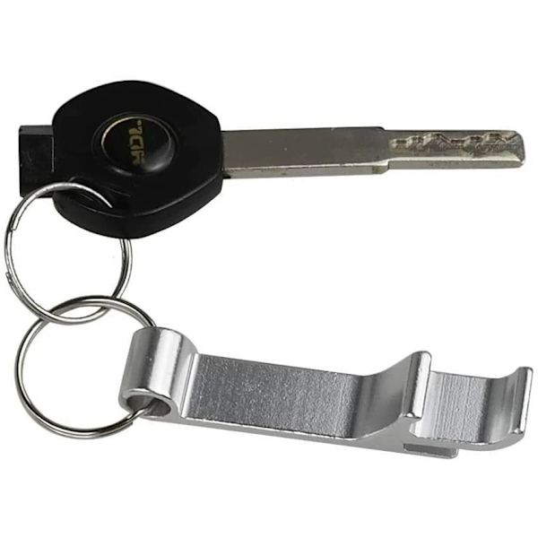 【DENGTU】4-i-1 Multifunksjonell Sølv Rustfri Flaskeåpner Nøkkelring Black