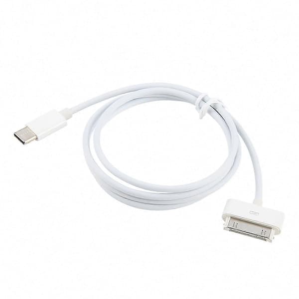 USB C till 30-stiftskabel för iPod-synkronisering, laddning och dataöverföring, 1m White