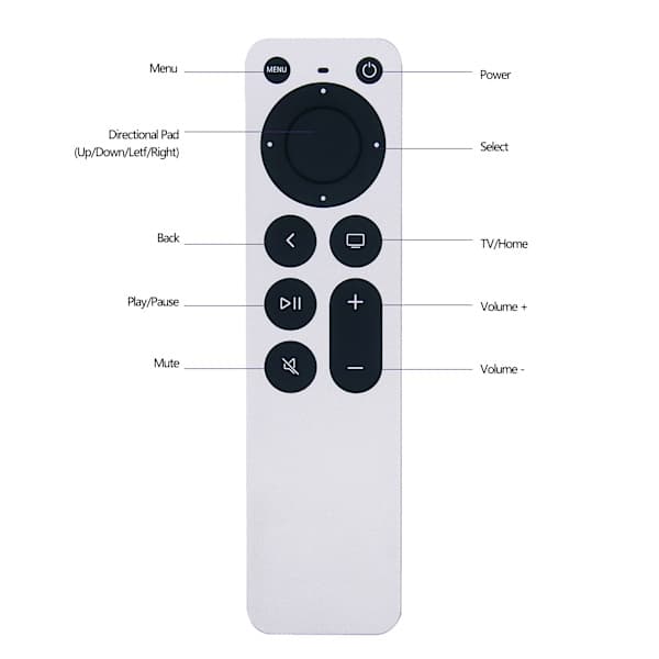Universalfjernkontroll for Apple TV 4K Kompatibel erstatningsfjernkontroll Hvit[dt]