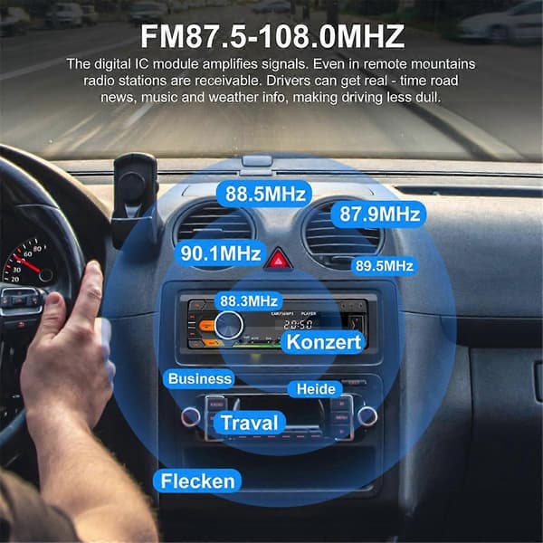 Enkel DIN bilstereo Bluetooth FM USB AUX SD MP3