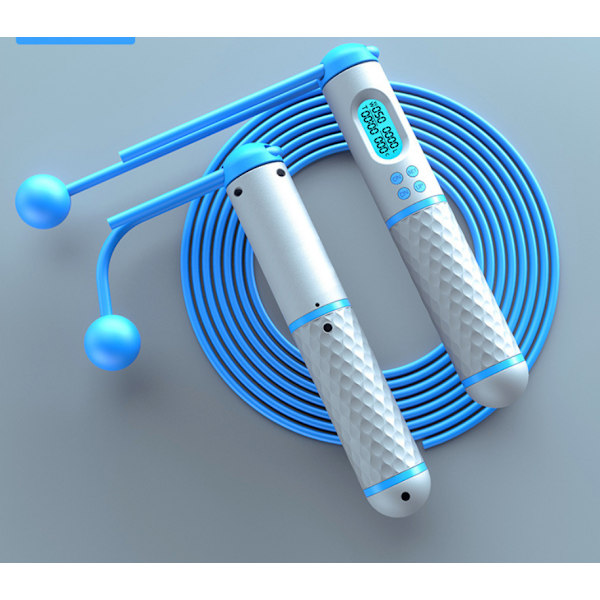 Justerbar digitalt viktad hoppropp utan rep White and Blue