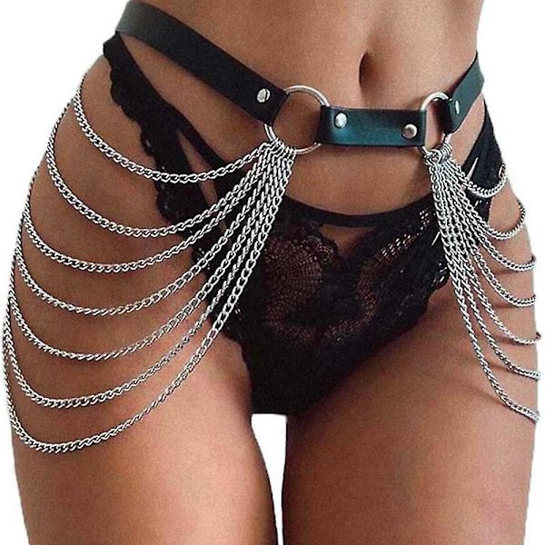 Läder Midjekedja Punk Style Harajuku Chain Ring Smycken