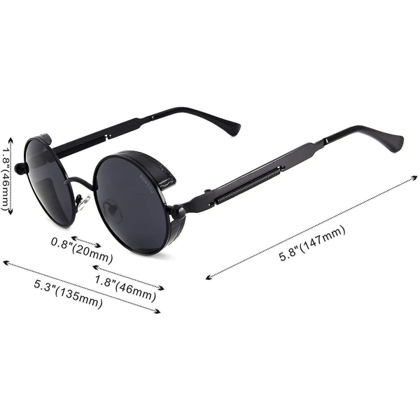 Solglasögon Steampunk Style Polarized Eyewear Uv400 skydd Black