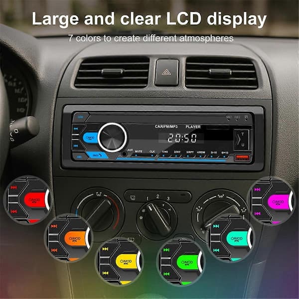 Single Din Bilradio Bluetooth FM USB AUX SD MP3