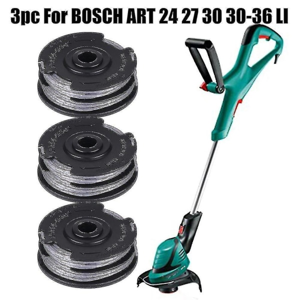 3 stk til Bosch Art 24 27 30 30-36 Li Trimmer Trimmer Skærelinje Spolefremføring 6m 1,6mm Reservedele til haveredskaber