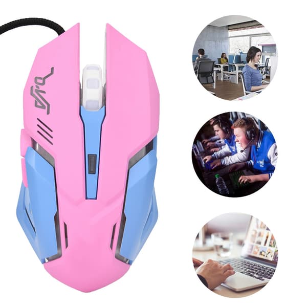 Bekväm rosa gamingmus hög känslighet 3200 DPI