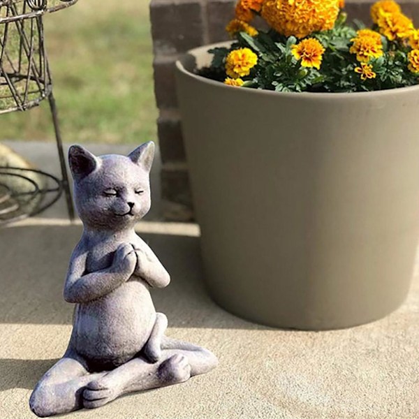 Elegant Bedende Katt Skulptur: Ideell Dekorasjon for Hjem og Hage