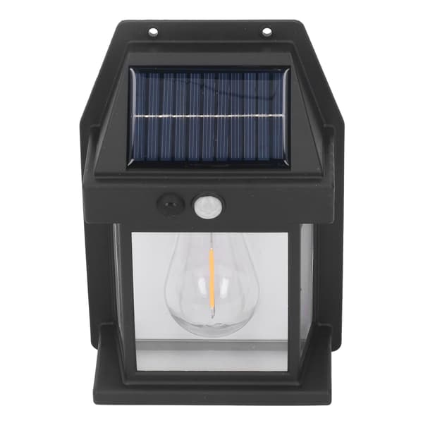 Solar Utomhus Vägglampa Rörelsesensor LED-ljus Vattentät Svart Väggmontering