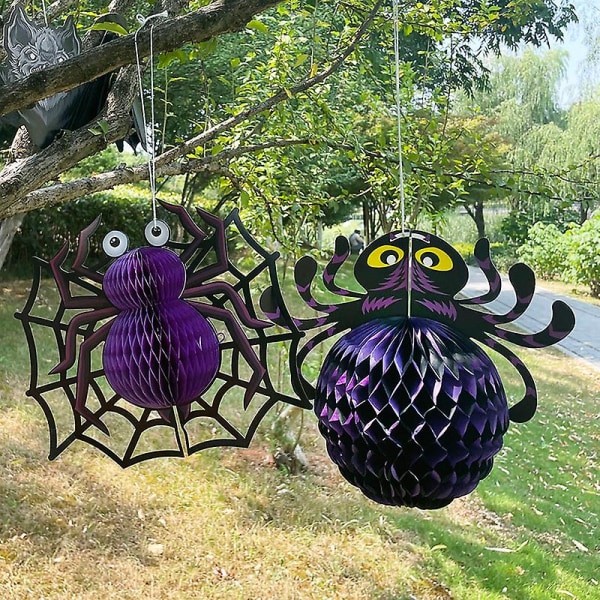 Spindelfladdermus papper honeycomb hängande lykta prydnader Halloween 3