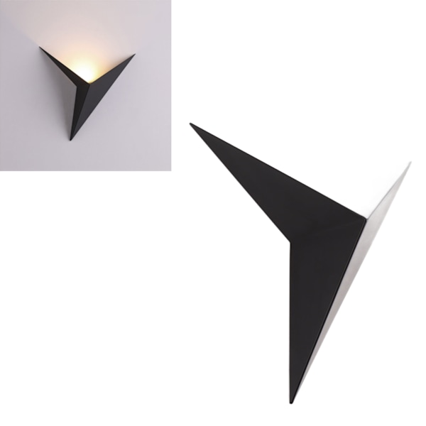 Moderne Jern LED Vegglampe - Trekantet Varmt Lys for Soverom, Stue, Hotell & Bar (85-265V, Svart)
