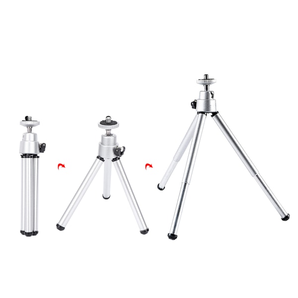 3 stk Mini Sølv Aluminium Legering Anti-Rist Teleskop Stativ med Brennlakk Finish