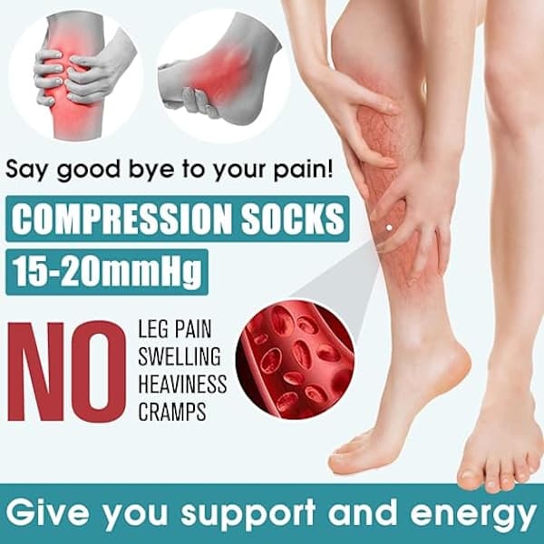 【DENGTU】Kompresjonsstrømper for kvinner og menn (6 par) - Graderte støttestrømper for løping, sport, L/XL