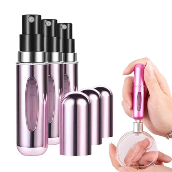 【DENGTU】3-pakning Mini Refill Parfymeflaske - Påfyllbar Reisebeholder 5ml rosa pink