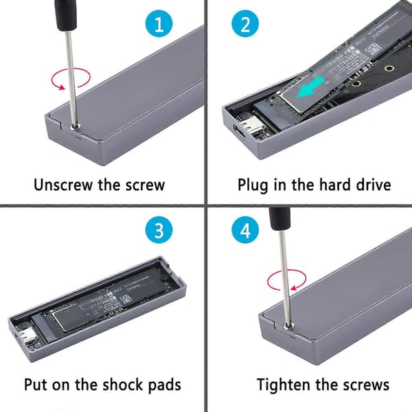 USB 3.2 Gen2 SSD Externt Hölje Box NVME PCIE MKey Hårddiskfodral för 2230 2242 2260 2280 4
