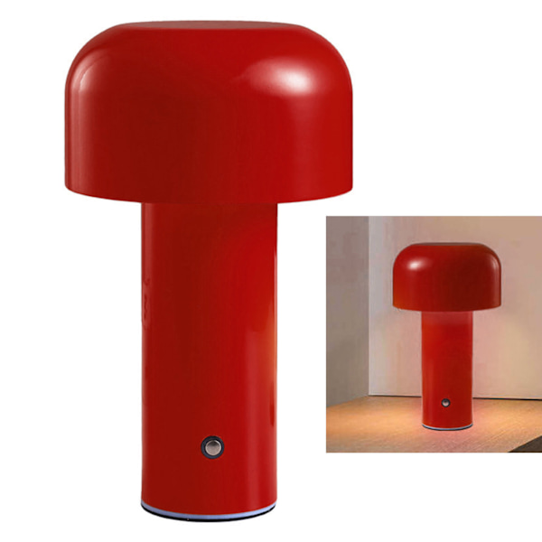 Soppbordlampe med tre farger LED-lysperler, trinnløs dimming, nattlys for soveromsseng - rød