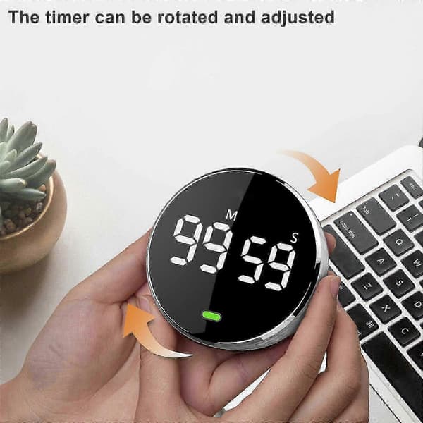Digital LED Timer Manuel Nedtællingsalarmur Magnetisk Stopur Brusebadstimer Black