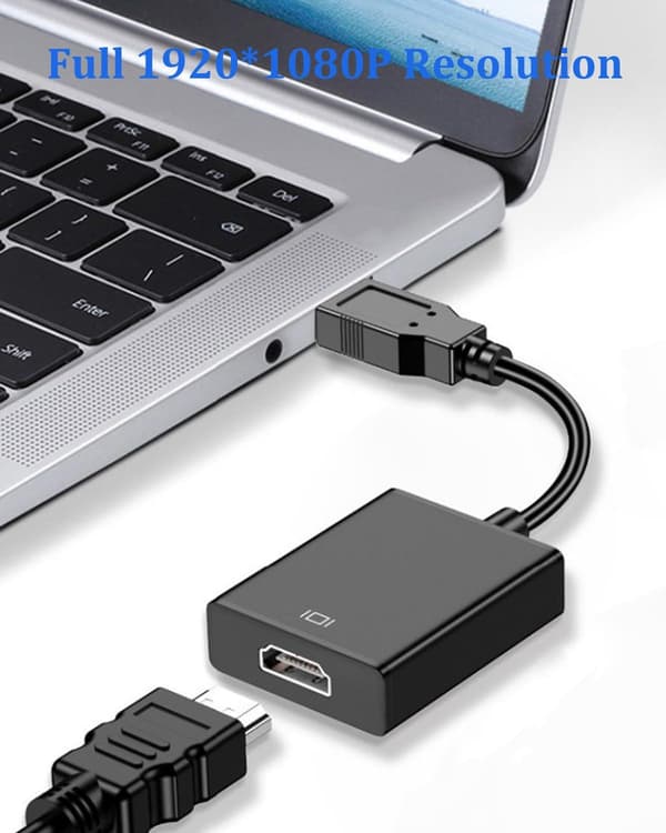 【DENGTU】USB til HDMI-adapter, USB 3.0/2.0 til HDMI lyd- og videoadapter, 1080P HD videografikkkabelkonverterer for PC, bærbar PC, HDTV