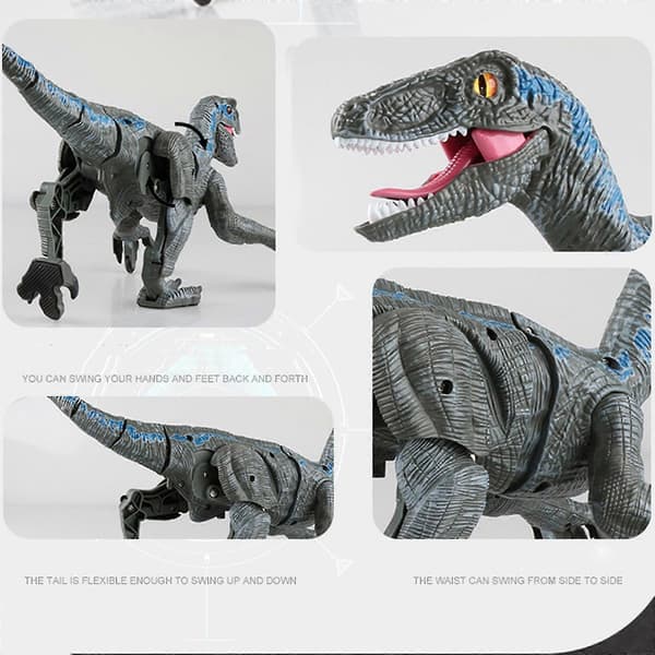 Fjernkontroll Dinosaurleker 2.4g Rist Hode Hale Elektronisk Kjæledyr Simulasjonsleke gray