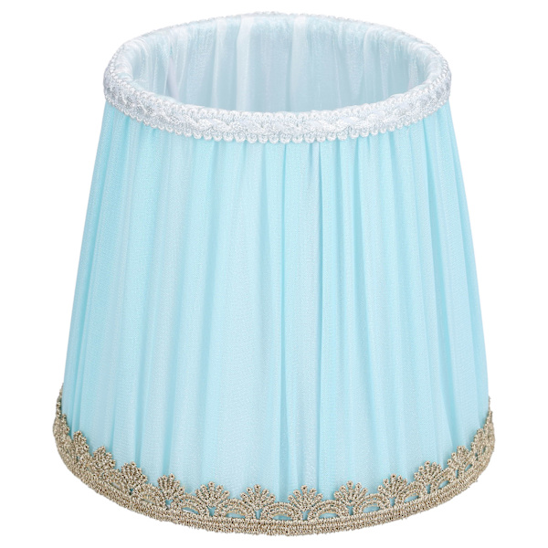 Stofskærm til lysekrone til skrivebord, natbord, soveværelse, stue og kontorbelysning Light blue chiffon