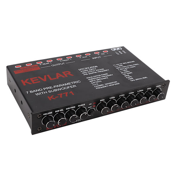 Bilstereo grafisk equalizer Universal lavpas 7-bånds variabel forstærkningsjustering High Level Input EQ til stereosystemer