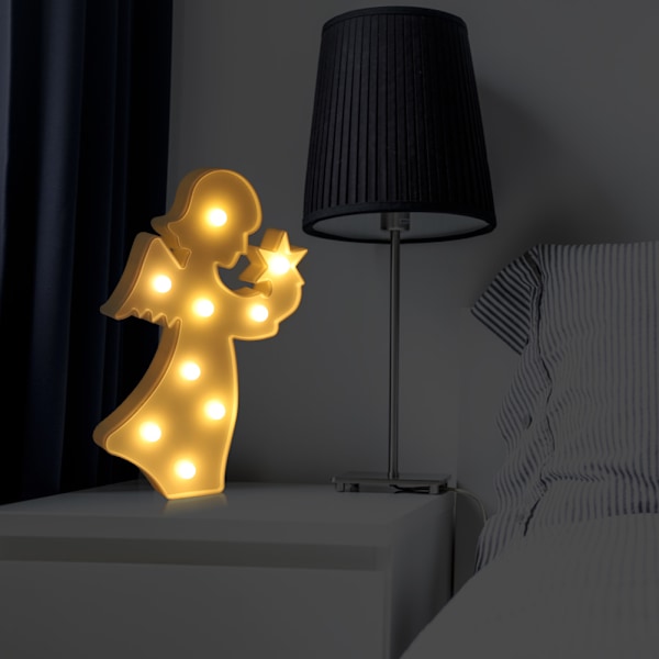 Varmhvit LED Nattlampe Engel Fe i Plast for Hjem og Barneromsdekorasjon
