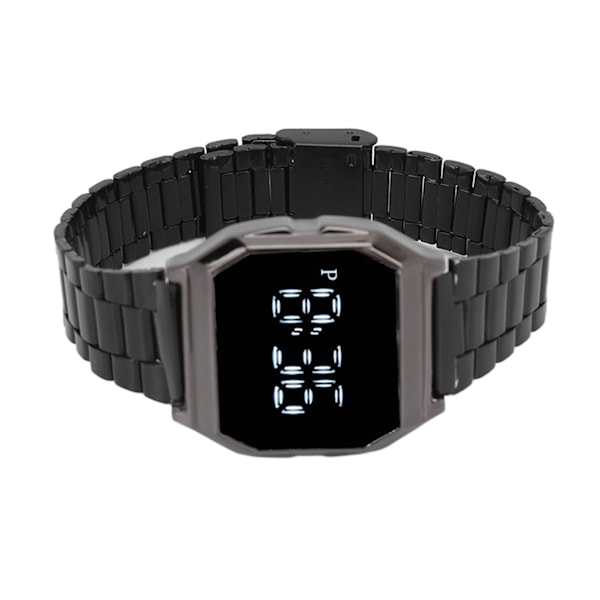 Digitalt sportsur med Tetragonum-design, LED-nattelys, alarm, timing, foldelås - ideel til studerende, daglig brug i sort