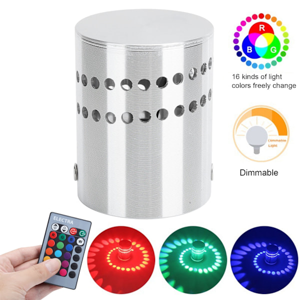 3W RGB Spiral LED Vegg- og Taklampe med Fjernkontroll for Gang (AC 85-265V)