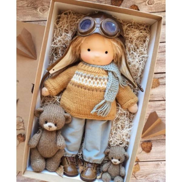 Waldorf Doll Plysch Baby Doll Handgjord plyschdocka med kläder style 17
