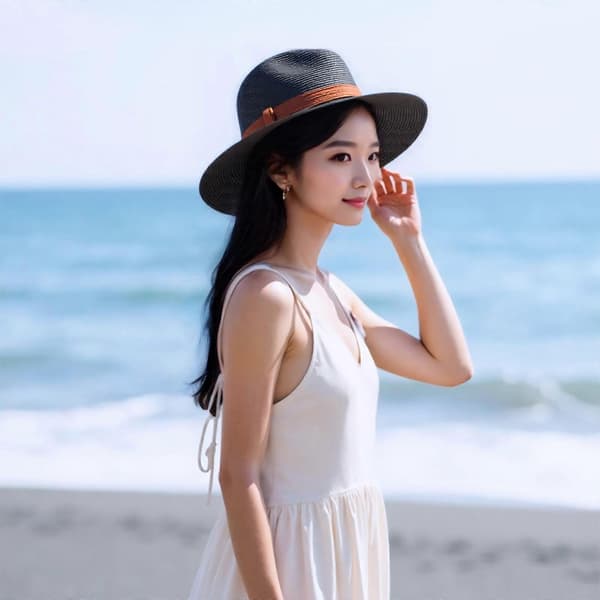 Strand Panama Hat Håndlavet Oversized Stråhat Elegant Solhat Overraskelsesgave til Kæreste til Ferier Fransk Stil Khaki Khaki