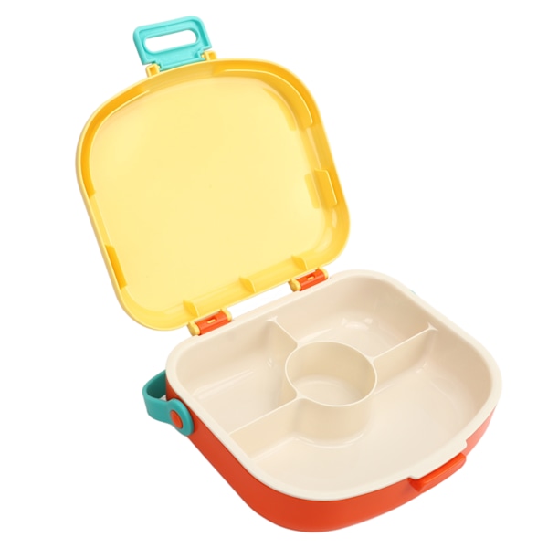 Gul Bento Lunchbox med Separata Fack i ABS, Spänne, Läckagesäker Design, Luftventil, Värmebeständig, Inkluderar Sked och Gaffel Yellow