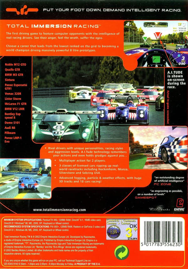 Total Immersion Racing (PC) PC CD
