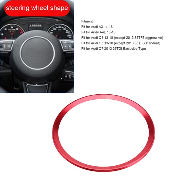 Ratfælg Ring Trim i Aluminium Legering til Audi A1 A3 A4 A5 A6 Q3 Q5 Rød