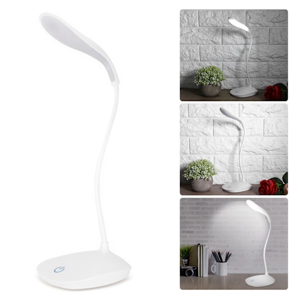 Dimbar USB LED Skrivebordslampe med Fleksibel Hals og Berøringsbryter for Nattlesing