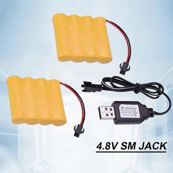 2X 4,8V 700mAh Ni-Cd AA Batteripakke Oppladbart Batteri SM-2P Plugg RC Bil