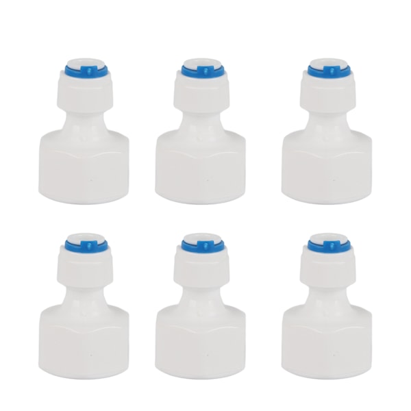 6-pack snabbkopplingar: 1/4\" OD till 1/2\" invändig gänga, push-in för omvänd osmos-filter