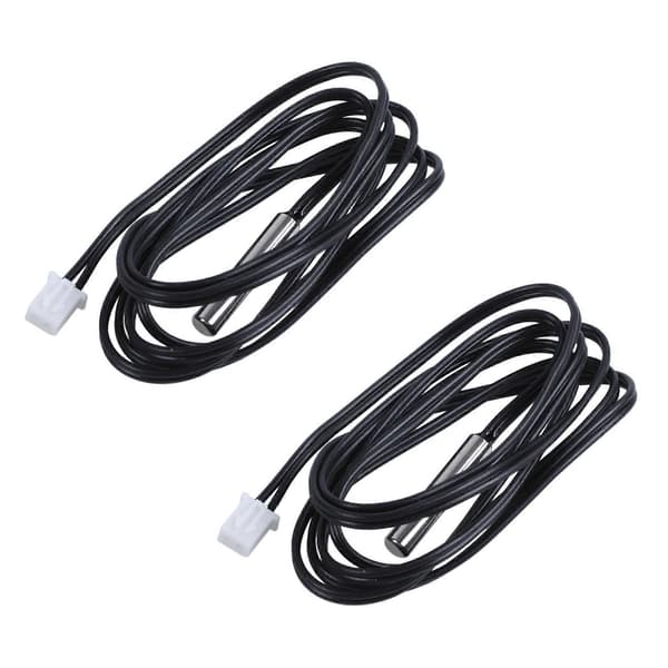 2X NTC 10K Ohm Vanntett Digital Termisk Temperatursensor Probe 1M Svart & silver