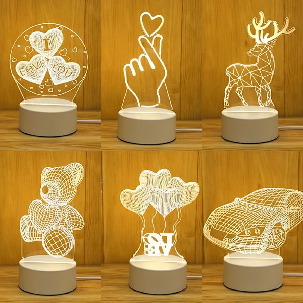 3D Nattlampa Smart Home Creative Barn presentbordslampa 16 color touch control christmas deer