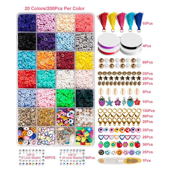 4000 st Clay Beads Armband Making Kit Polymer Letter Pärlor