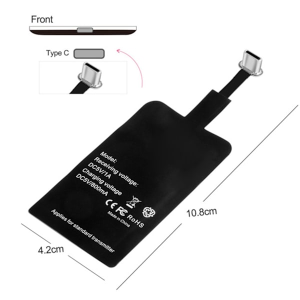 Trådløs lademottaker for iPhone 6 Plus Type C DC5V
