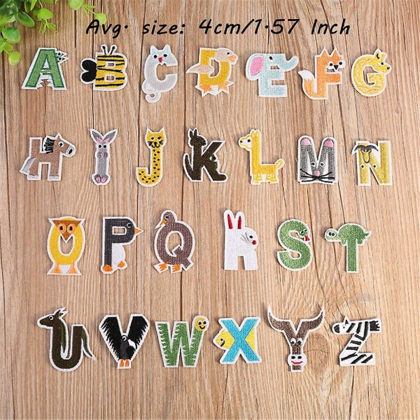 Iron On Patches Bokstäver 26st Alphabet Patches Djurformade