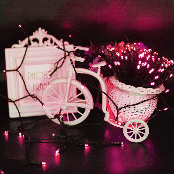 22m Solar Fairy Lights 200 Led 8 String Lights Ideal Garden Pink