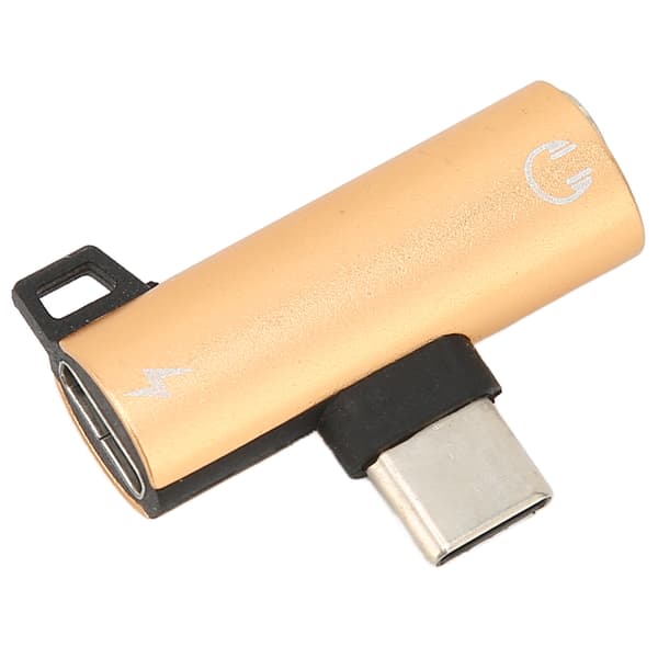 Type C til 3,5 mm hodetelefonadapterlader 2 i 1 HIFI Audio PD Hurtiglading Gull