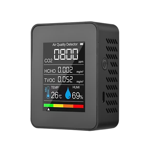 【DT】5-i-1 digital CO2-måler, karbondioksid, USB, luft, HCHO, multifunksjon